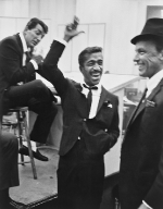Dean Martin, Sammy Davis Jr., and Frank Sinatra in the recording studio, ca. 1955
